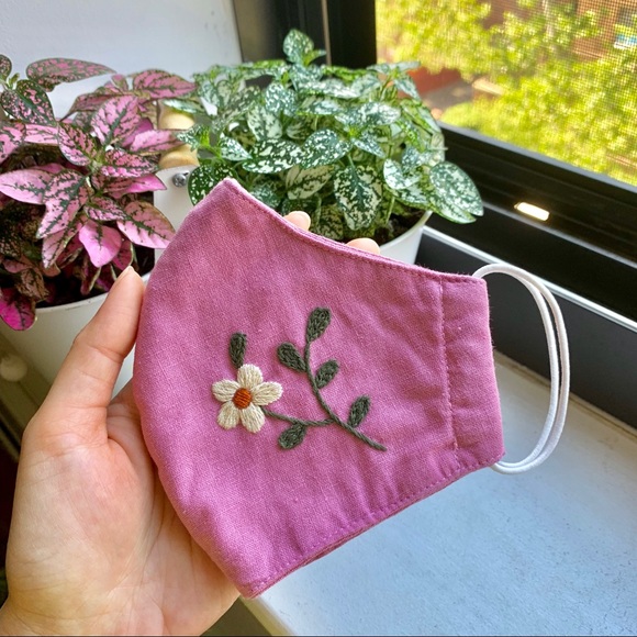 Hand Crafted Accessories - SOLD! Handmade embroidery face mask